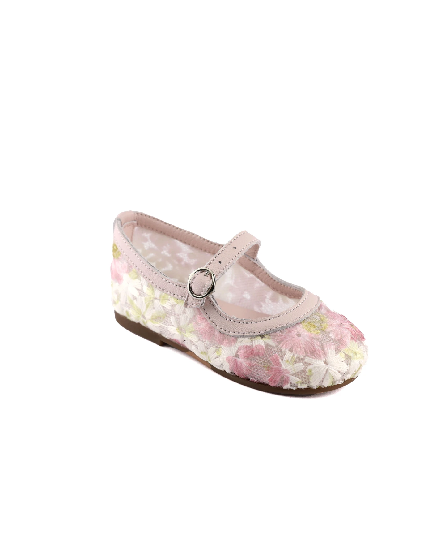Baby Leather Details Mesh Flowers Fabric Ballerinas Gallery