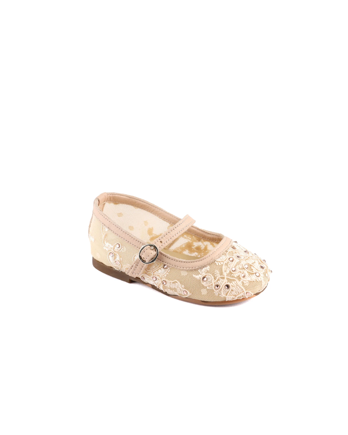 Baby Leather Details Mesh Lace Fabric Ballerinas Gallery