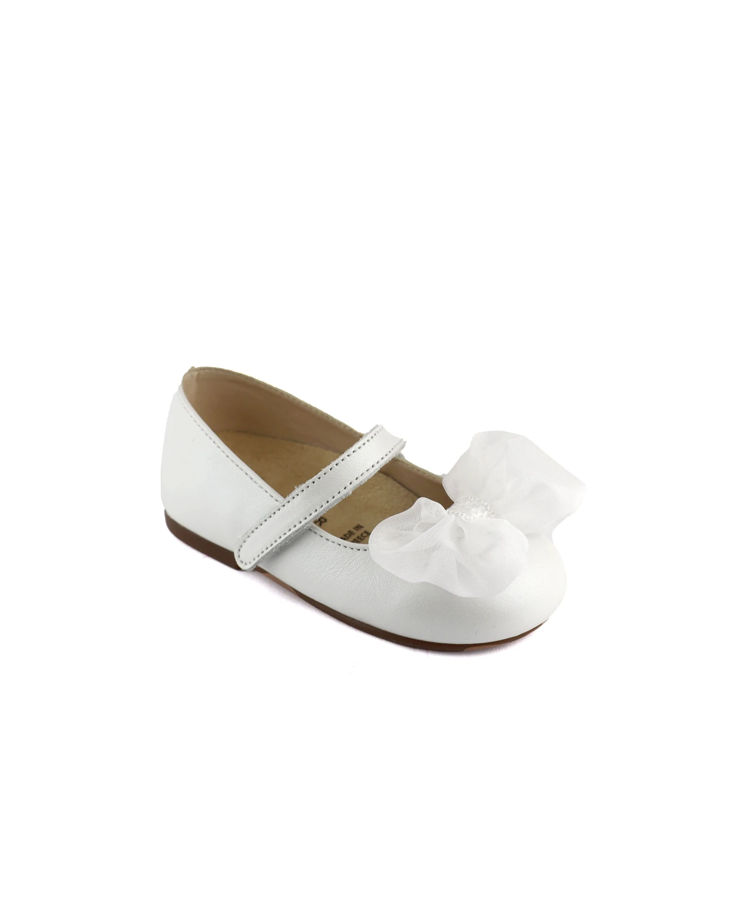 Organza Bow Embellished Single Strap Leather Ballerinas Gallery
