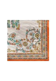 Baroque Floral Silk-Mix Scarf with Contrast Border Gallery