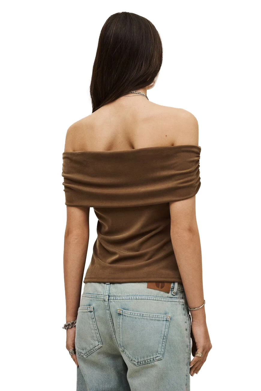Off-The-Shoulder Ruched Jersey Top Gallery