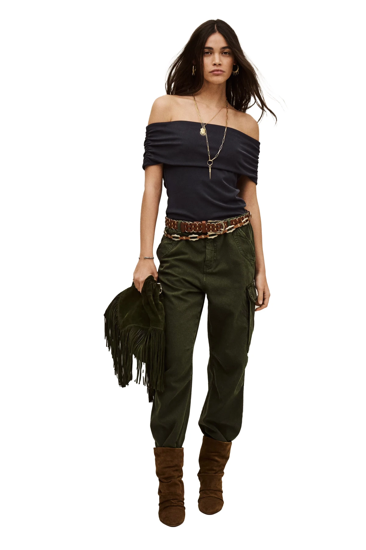 Off-The-Shoulder Ruched Jersey Top Gallery