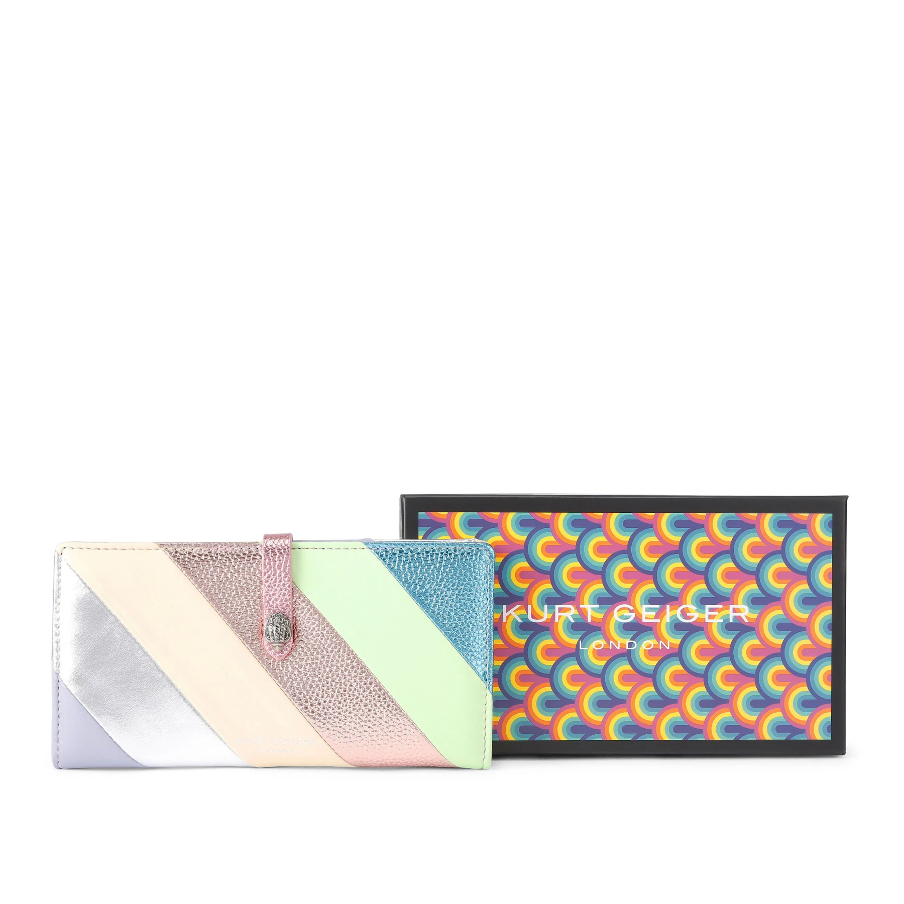 Metallic Rainbow Stripe Leather Continental Wallet Gallery