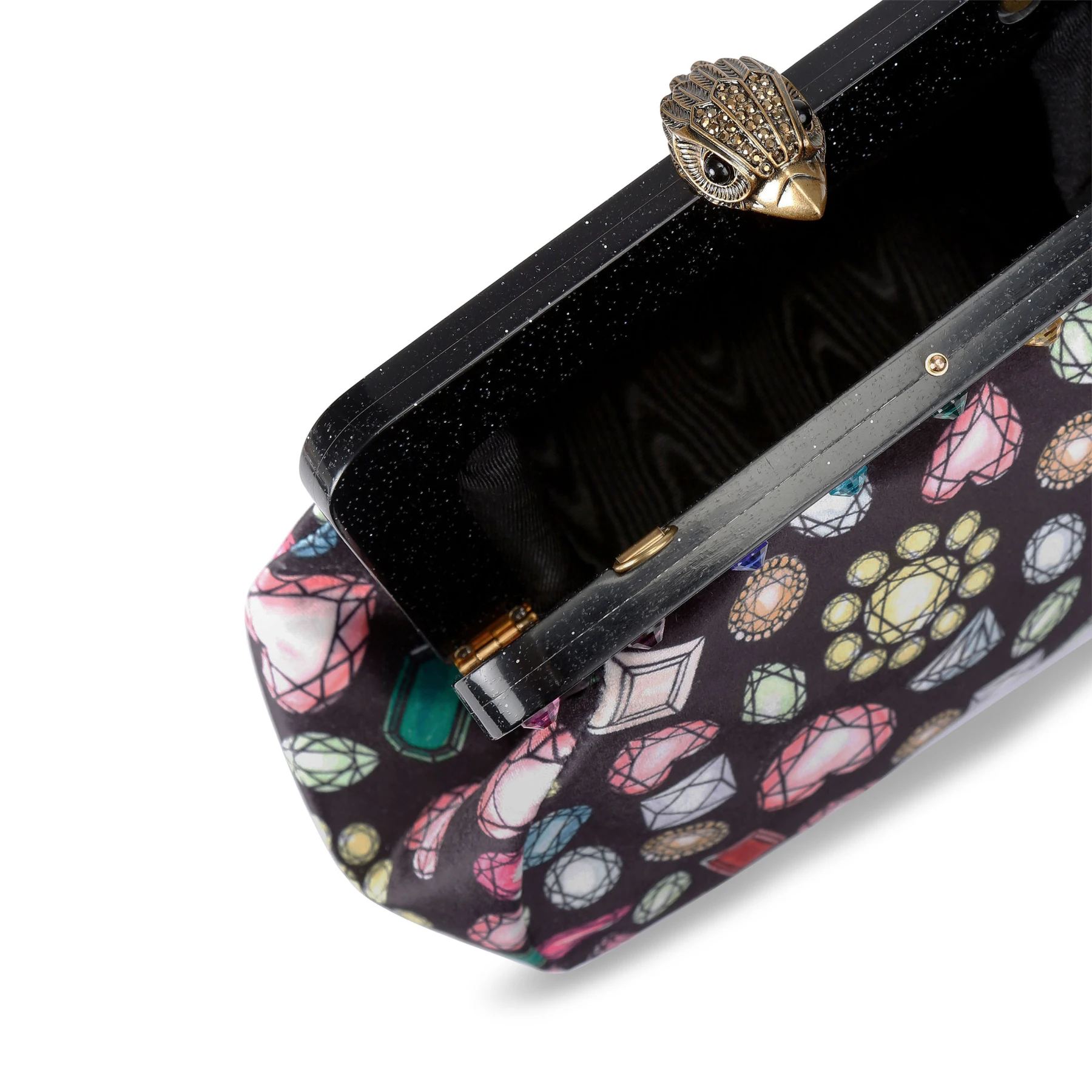 Jeweled Velvet Pouch Clutch with Crystal Frame Gallery