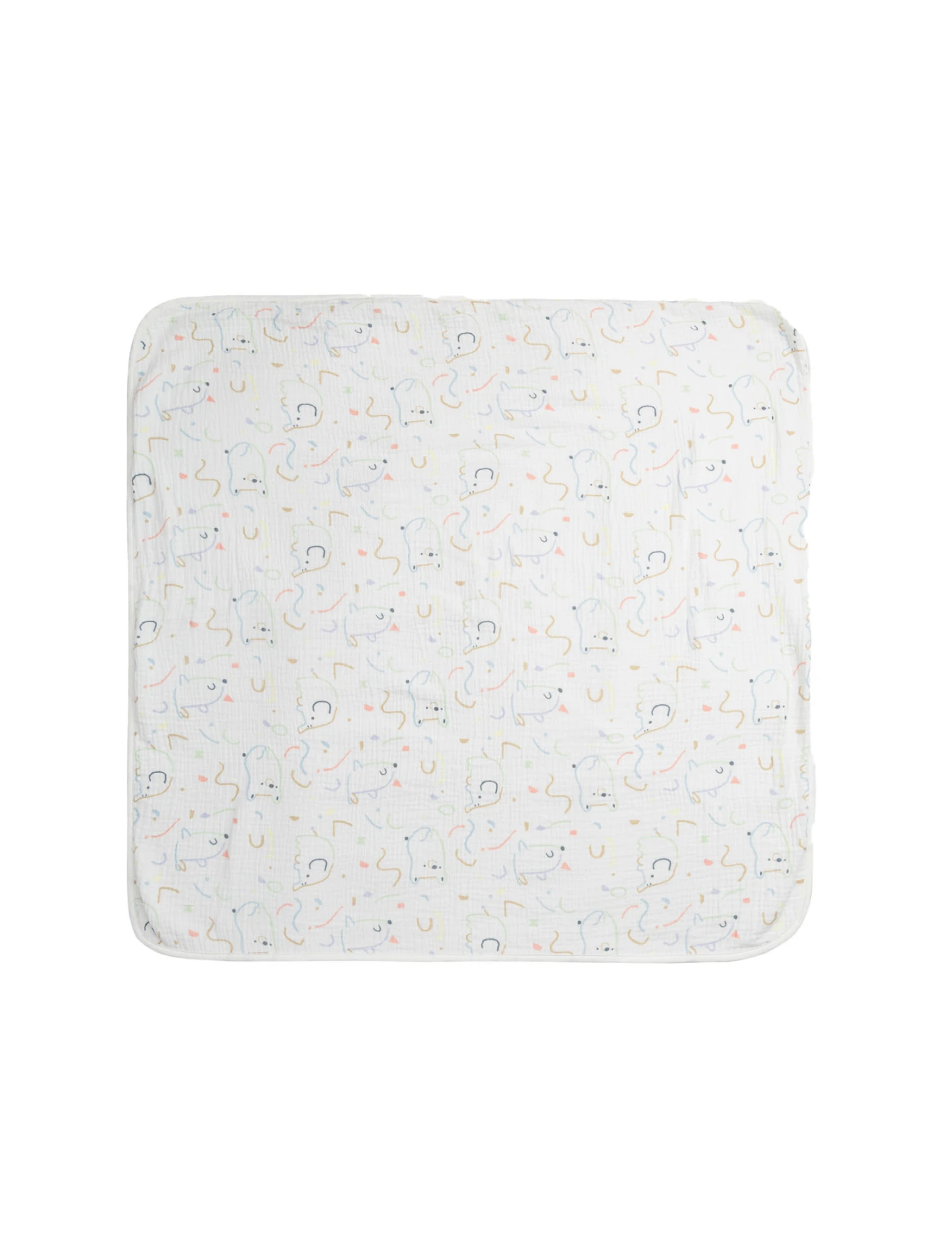 Cotton White Birth Blanket with Printed Circus Gallery