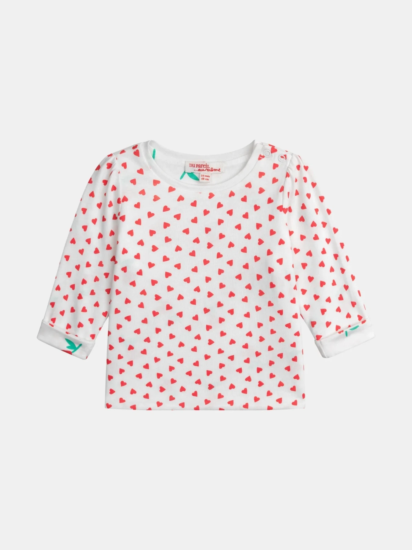 Long Sleeve Top With All-Over Red Heart Print Gallery