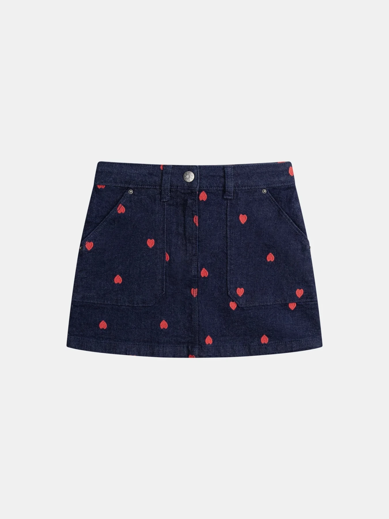 Denim Short Skirt with Heart Embroidery  Gallery