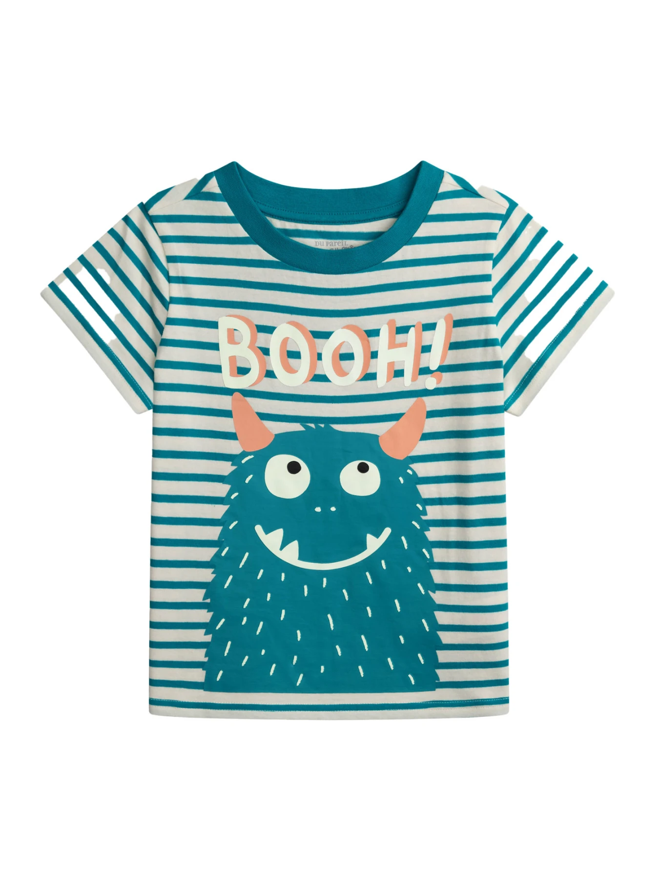 Phosphorescent Striped Short Pyjamas with "Funny Monster" Pattern Gallery