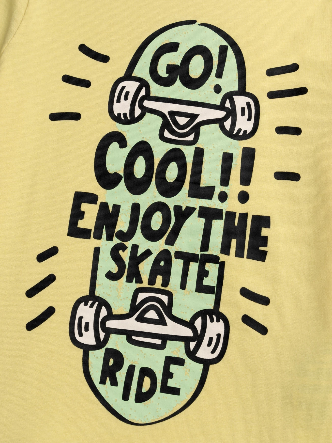 Kids Boys Yellow T-shirt & Mint Striped Shorts Set with "Enjoy the Skate Ride" Print Gallery