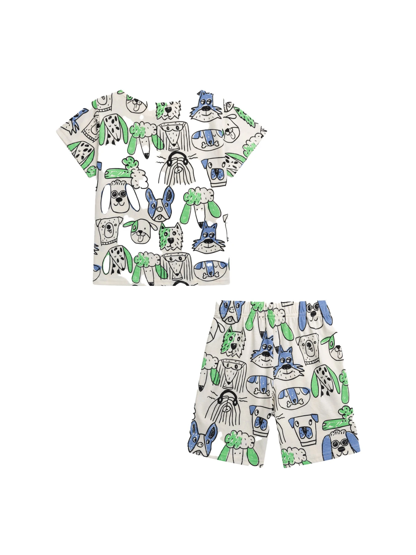All-Over Dog Print T-Shirt and Shorts 2-Piece Cotton Set Gallery