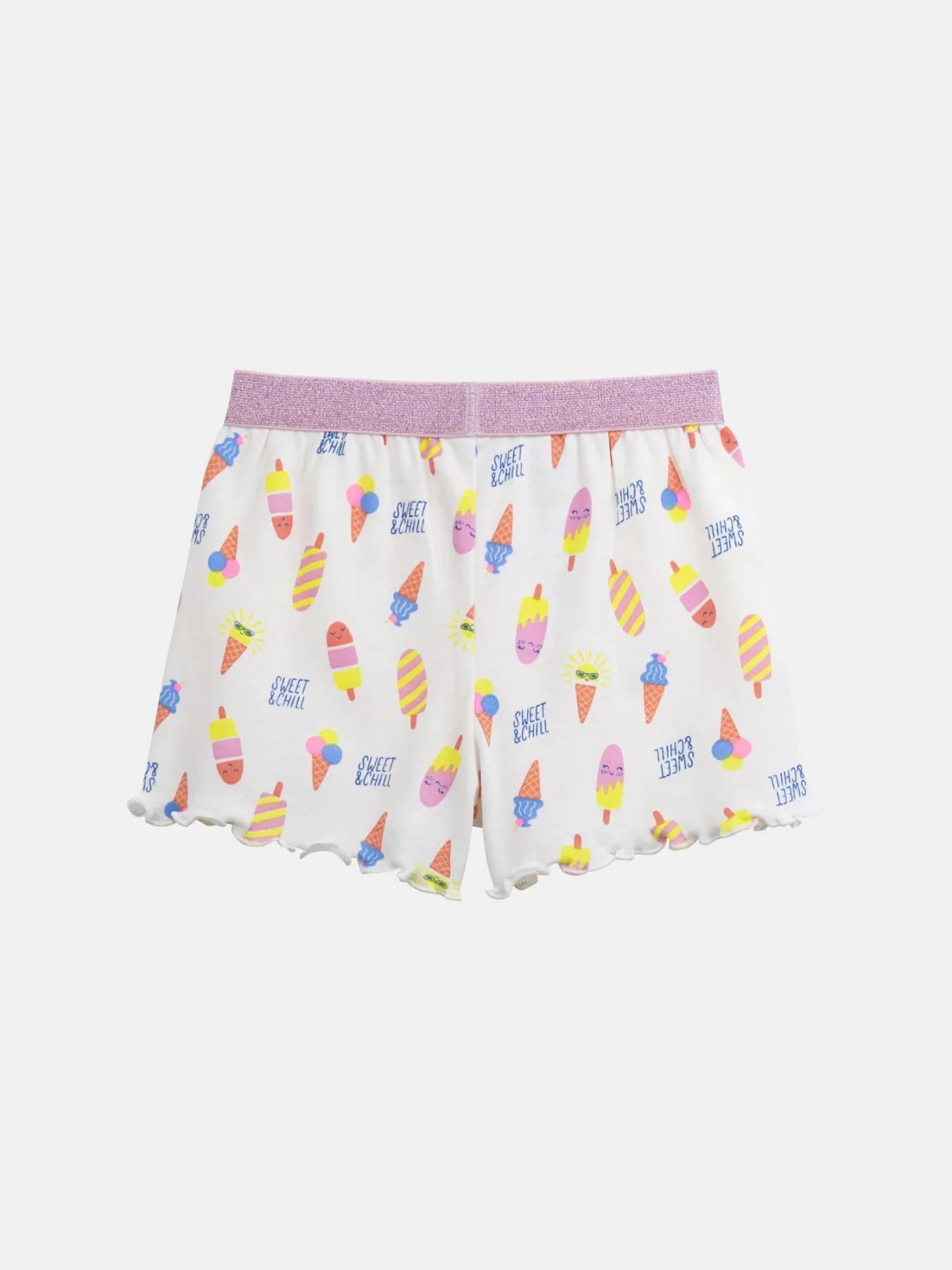 "Sweet & Chill" Ice Cream Print Pajama Set with Glitter Waistband Gallery