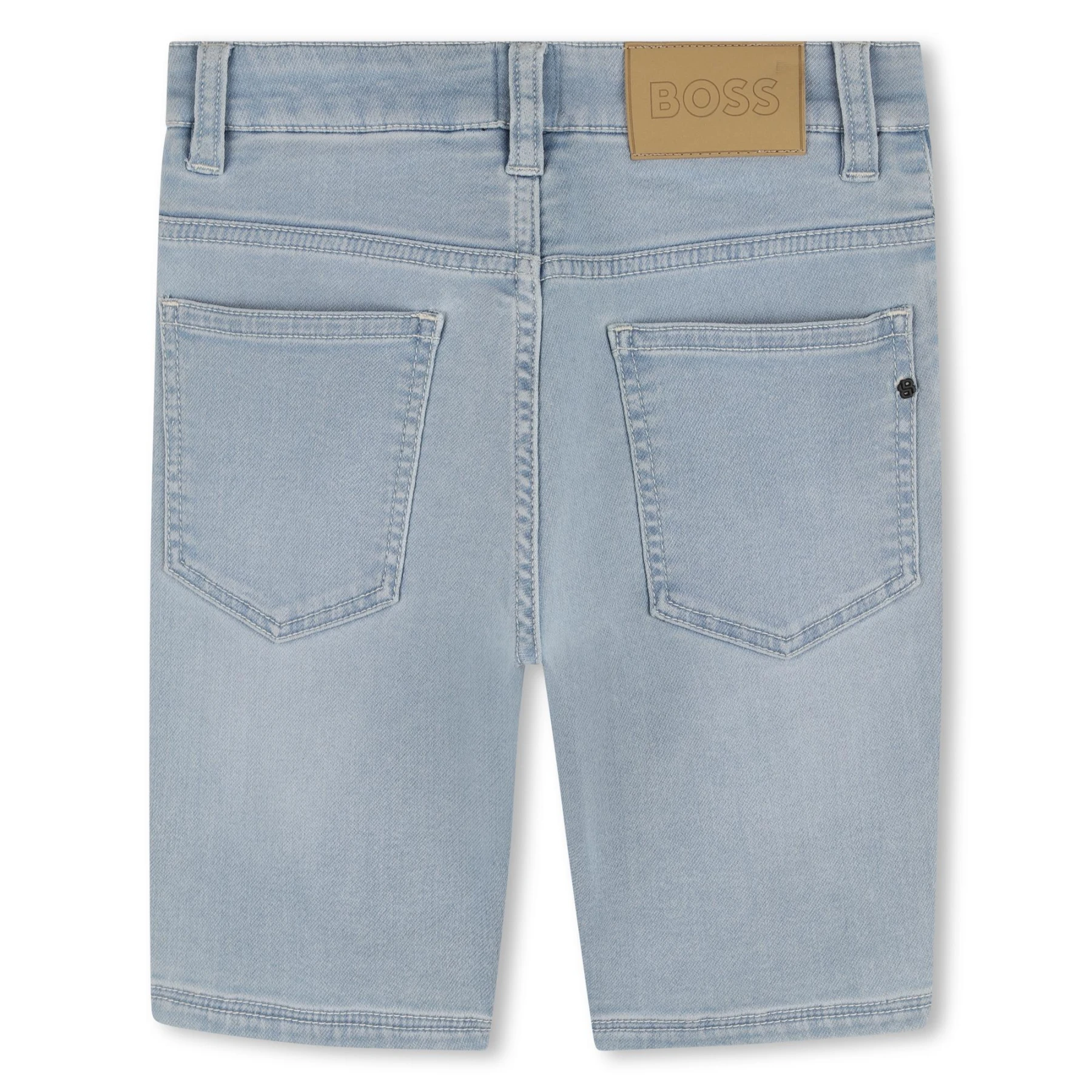 Cotton Denim Shorts with Tonal Stitching  Gallery