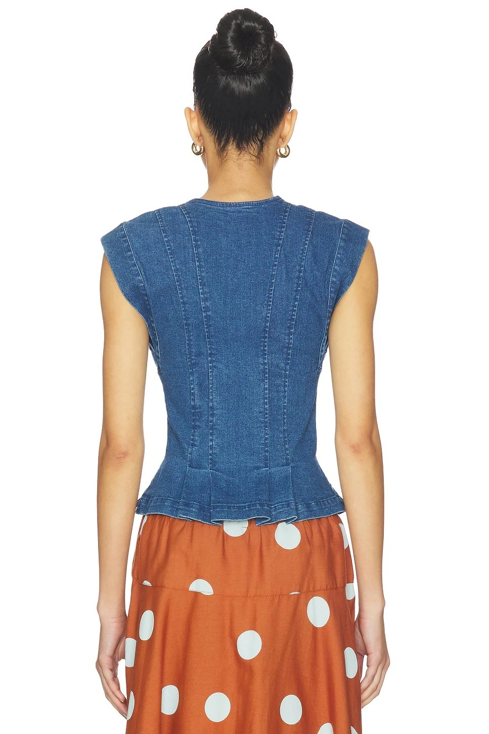 Denim V-neck Buttoned Vest Top Gallery