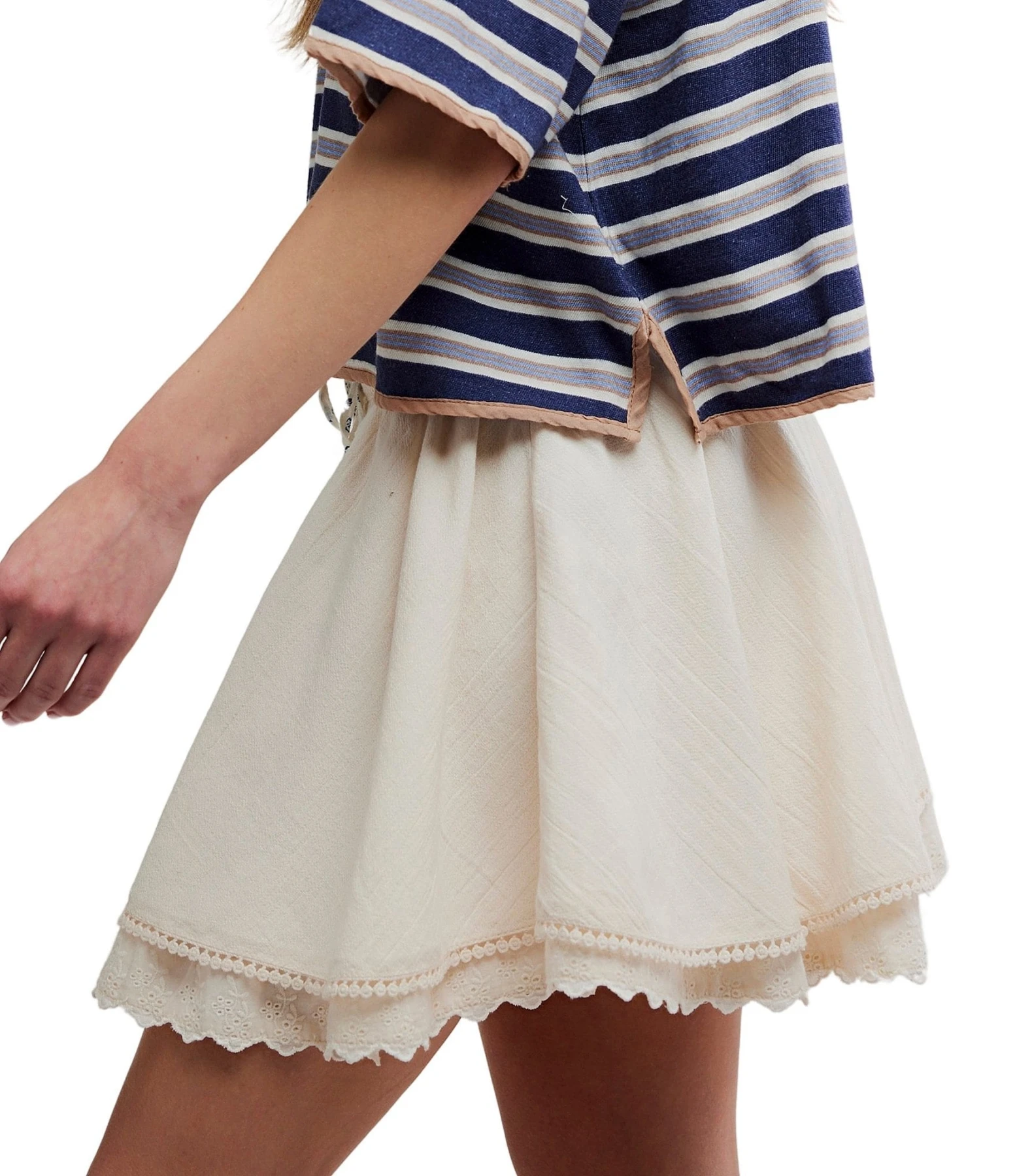 Eyelet Tiered Hem Mini Skirt Gallery