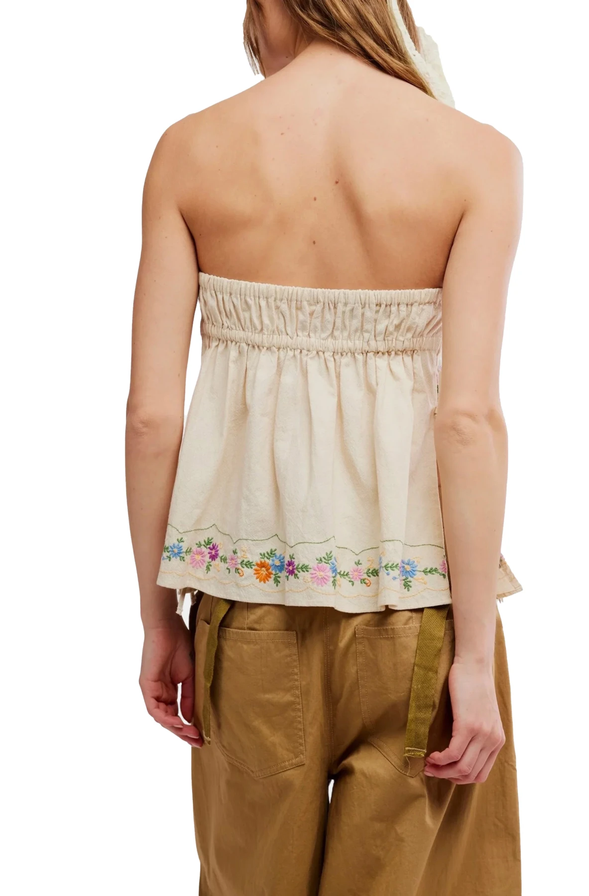 Embroidered Floral Strapless Top Gallery