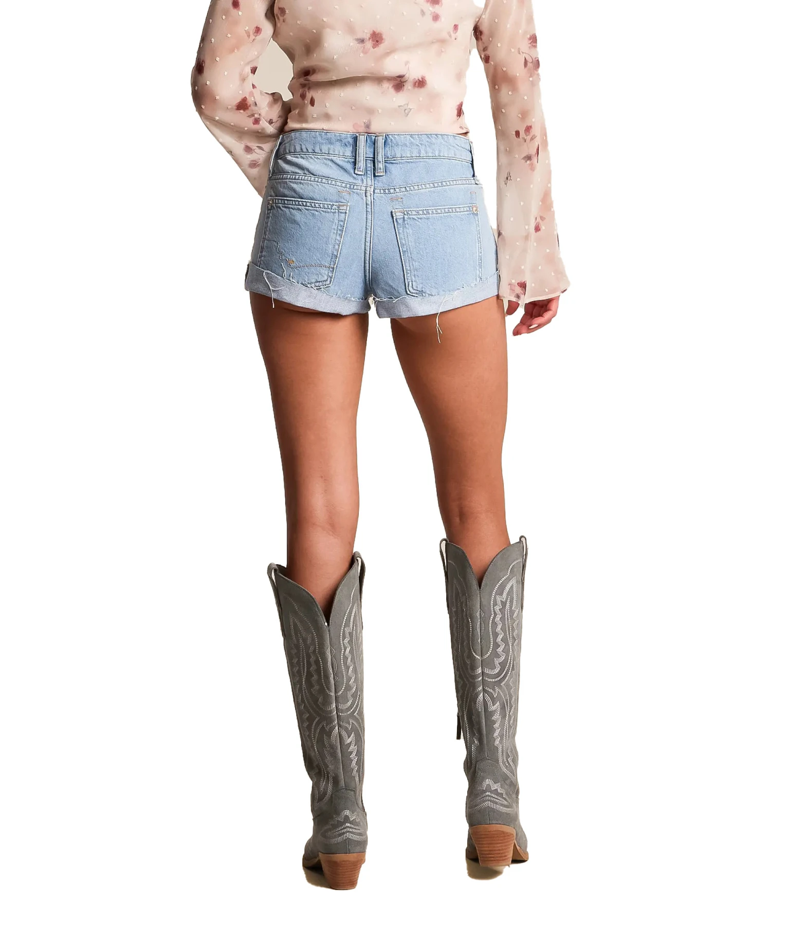 Cuffed Denim Shorts Gallery