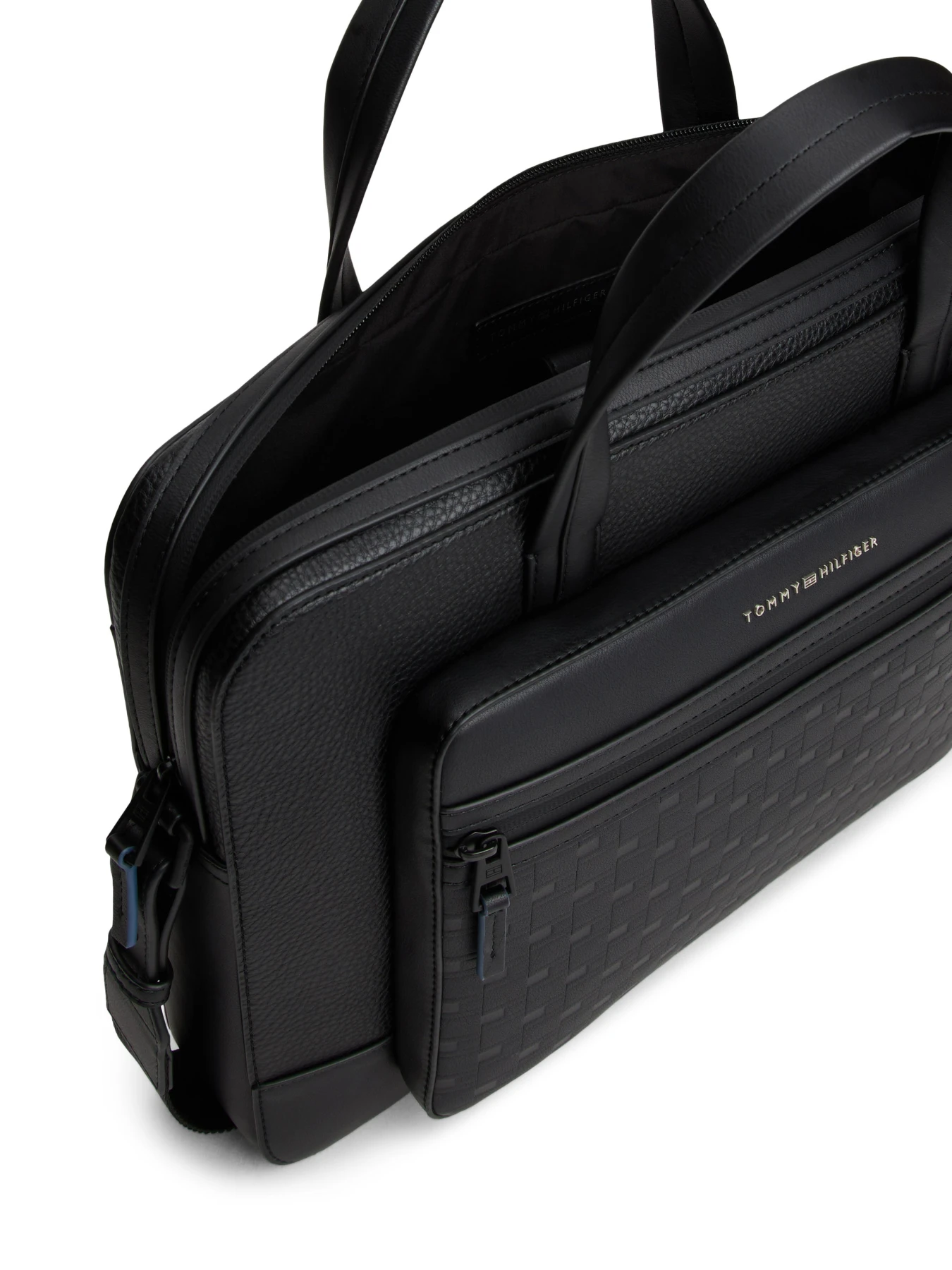 Modern Repeat Flag Pocket Leather Laptop Bag Gallery