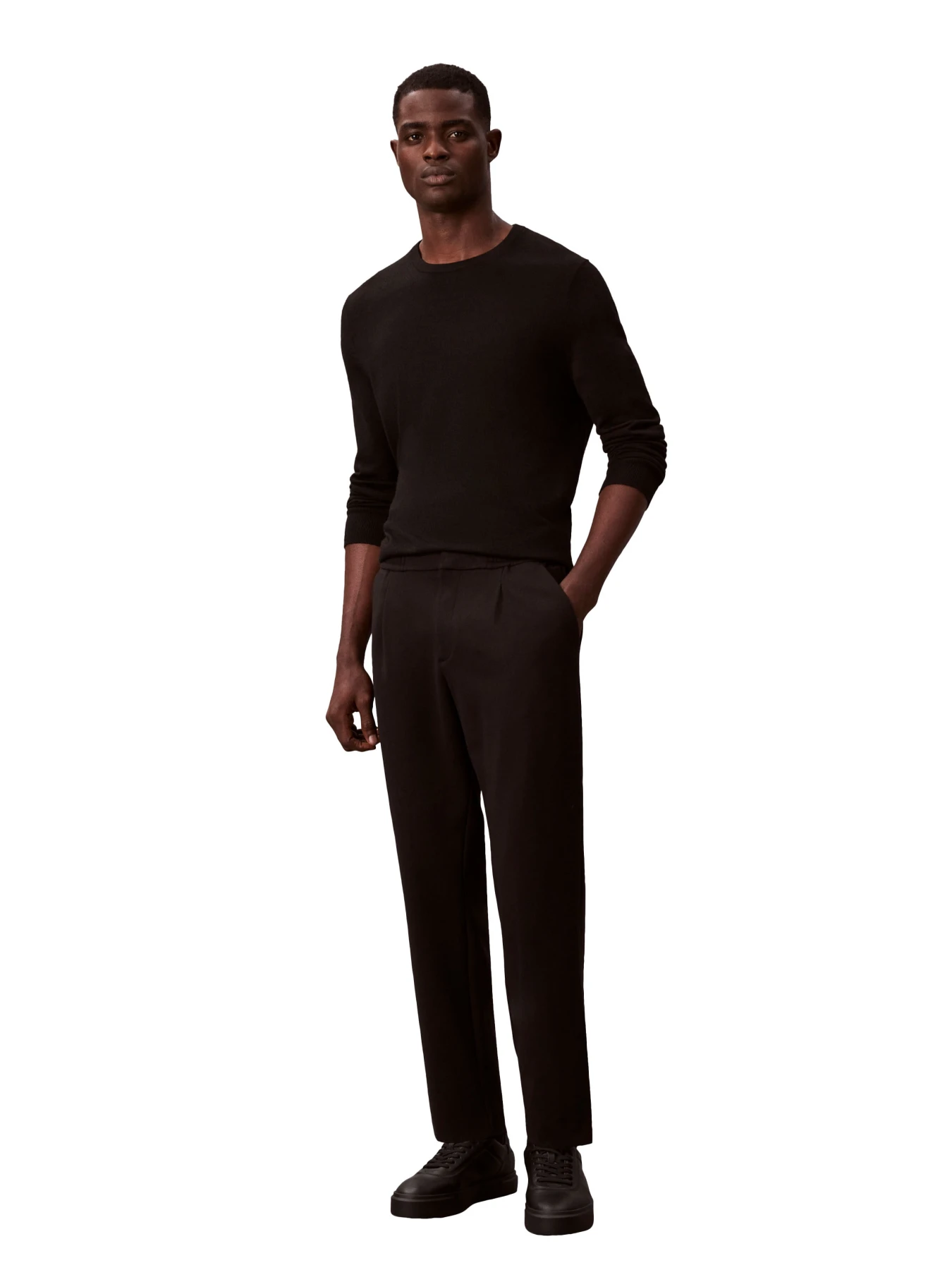 Knit Pleated Slim Tapered Fit Pants Gallery