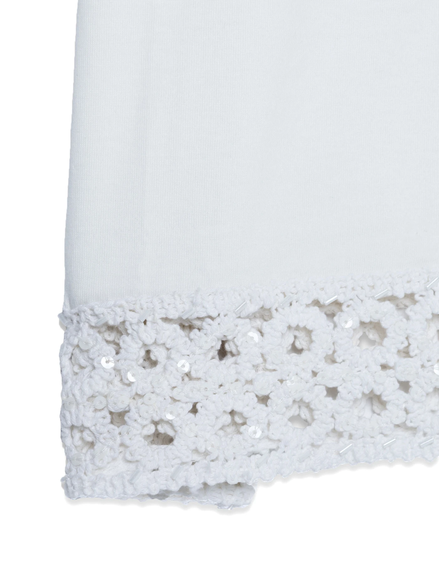 Round Neck T-Shirt With Crochet And Sequins Detail Gallery