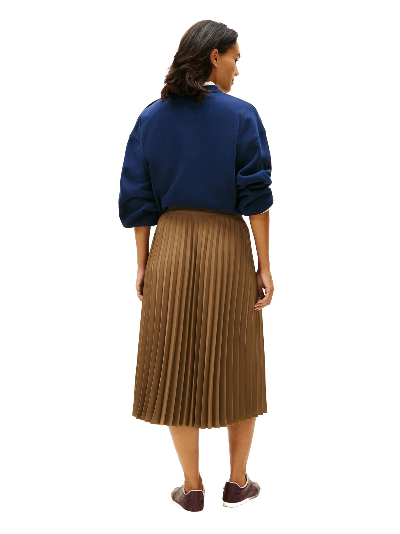 Pleated Twill Midi Skirt Gallery