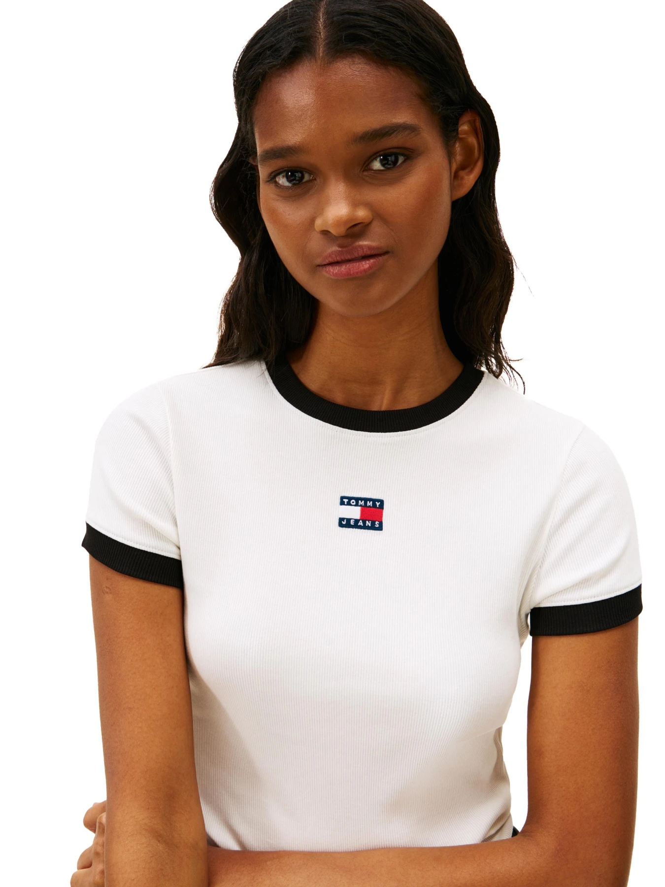 Tommy Badge Ribbed Slim T-Shirt Gallery