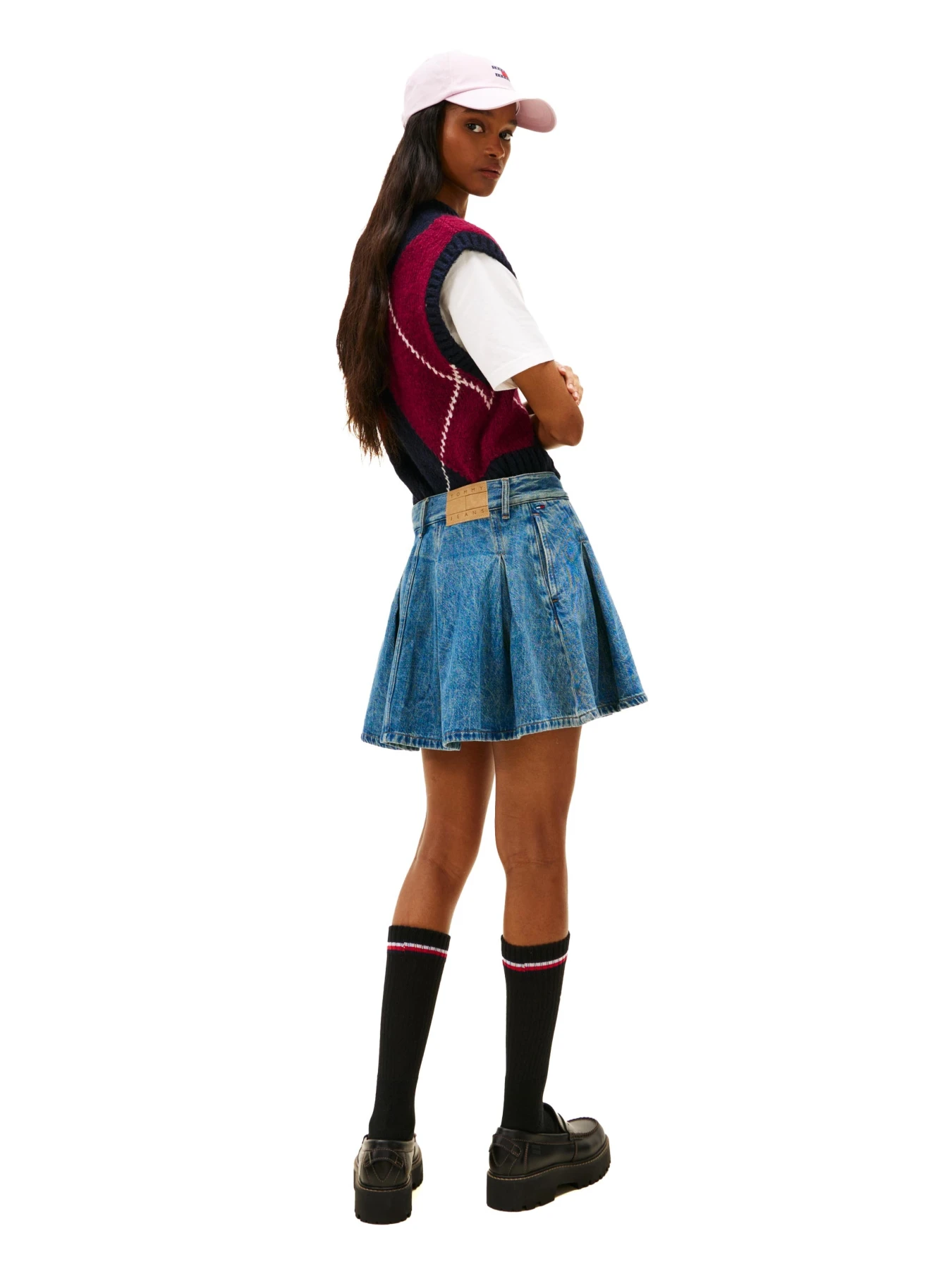 Pleated Denim Mini Skirt Gallery