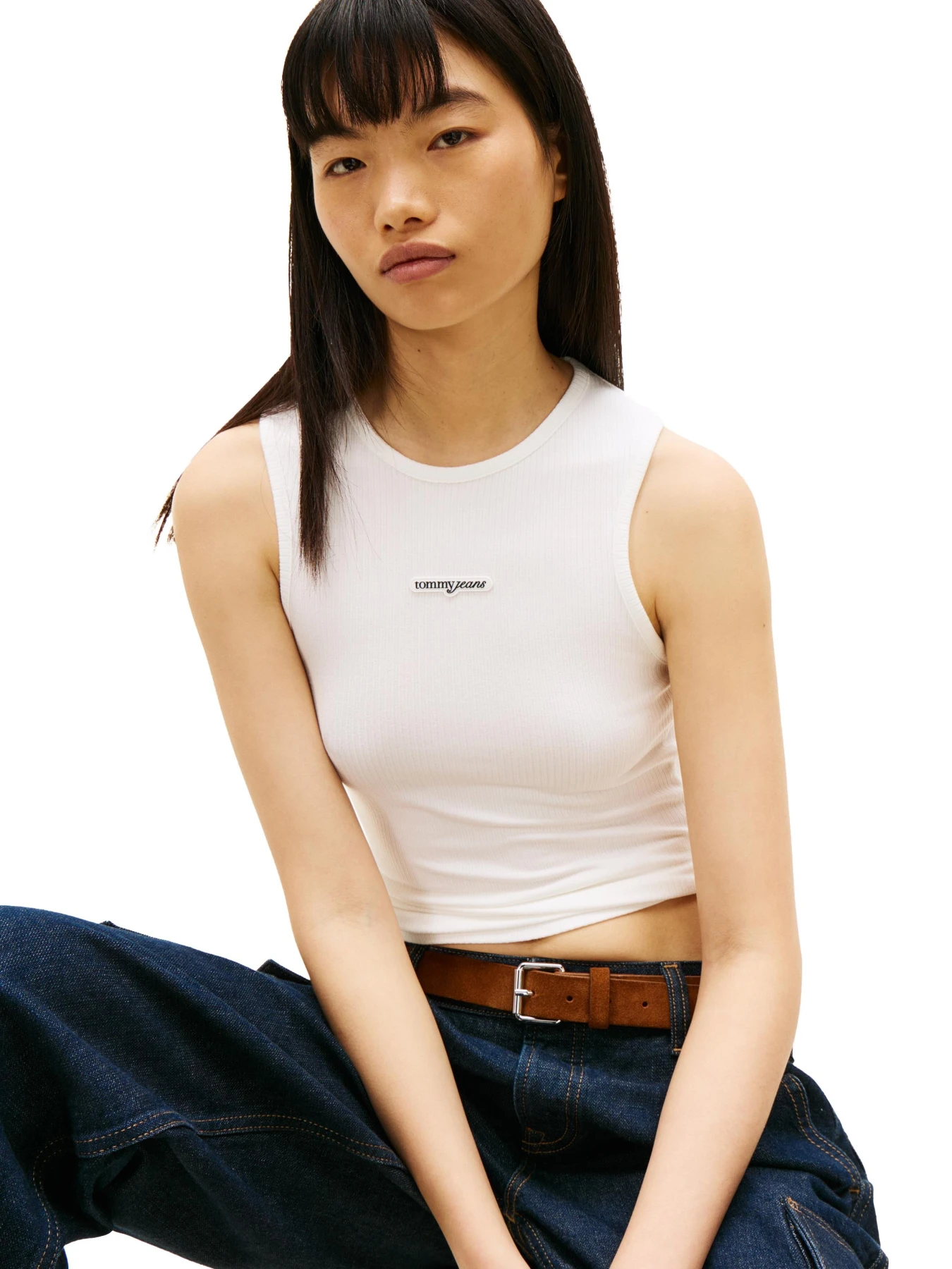 Slim Fit Script Labe Tank Top Gallery