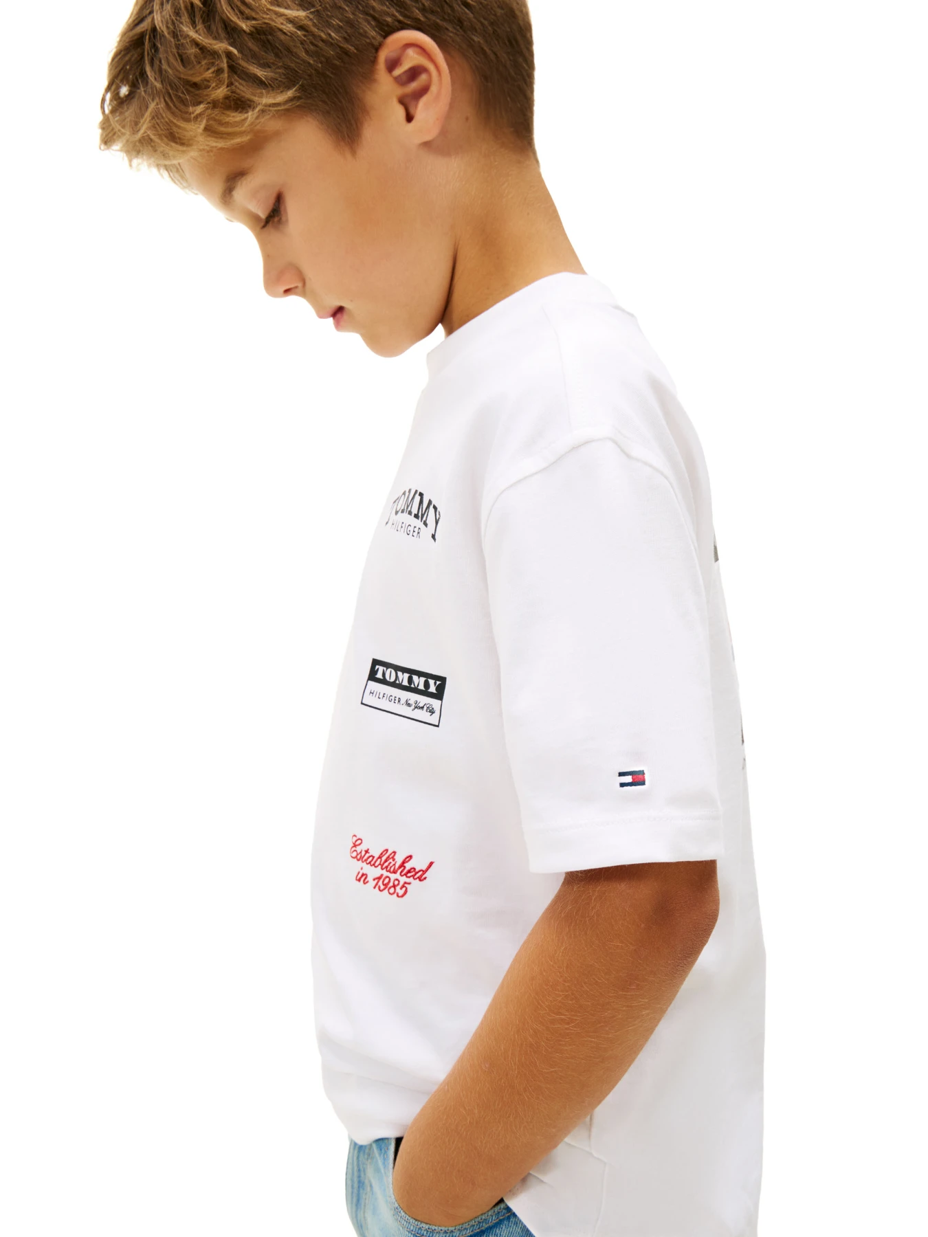 Kids Boys Back Multi Logo Print Jersey T-Shirt Gallery