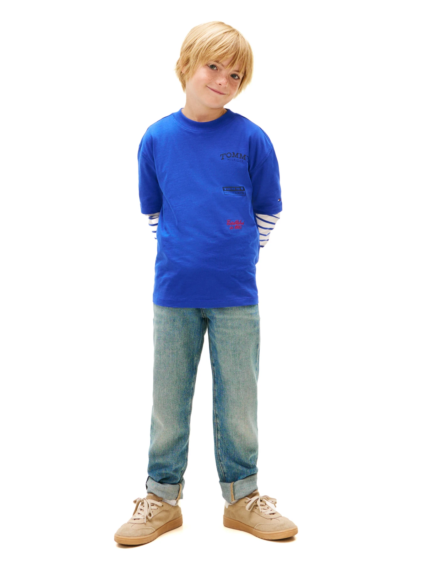 Kids Boys Back Multi Logo Print Jersey T-Shirt Gallery