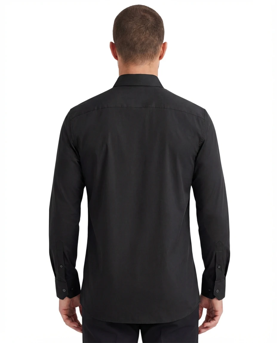 Slim-Fit Mandarin Collar Long Sleeve Shirt Gallery