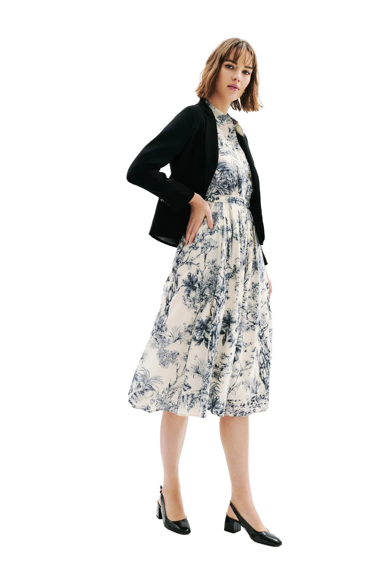 Botanical Print Sleeveless Midi Dress Gallery