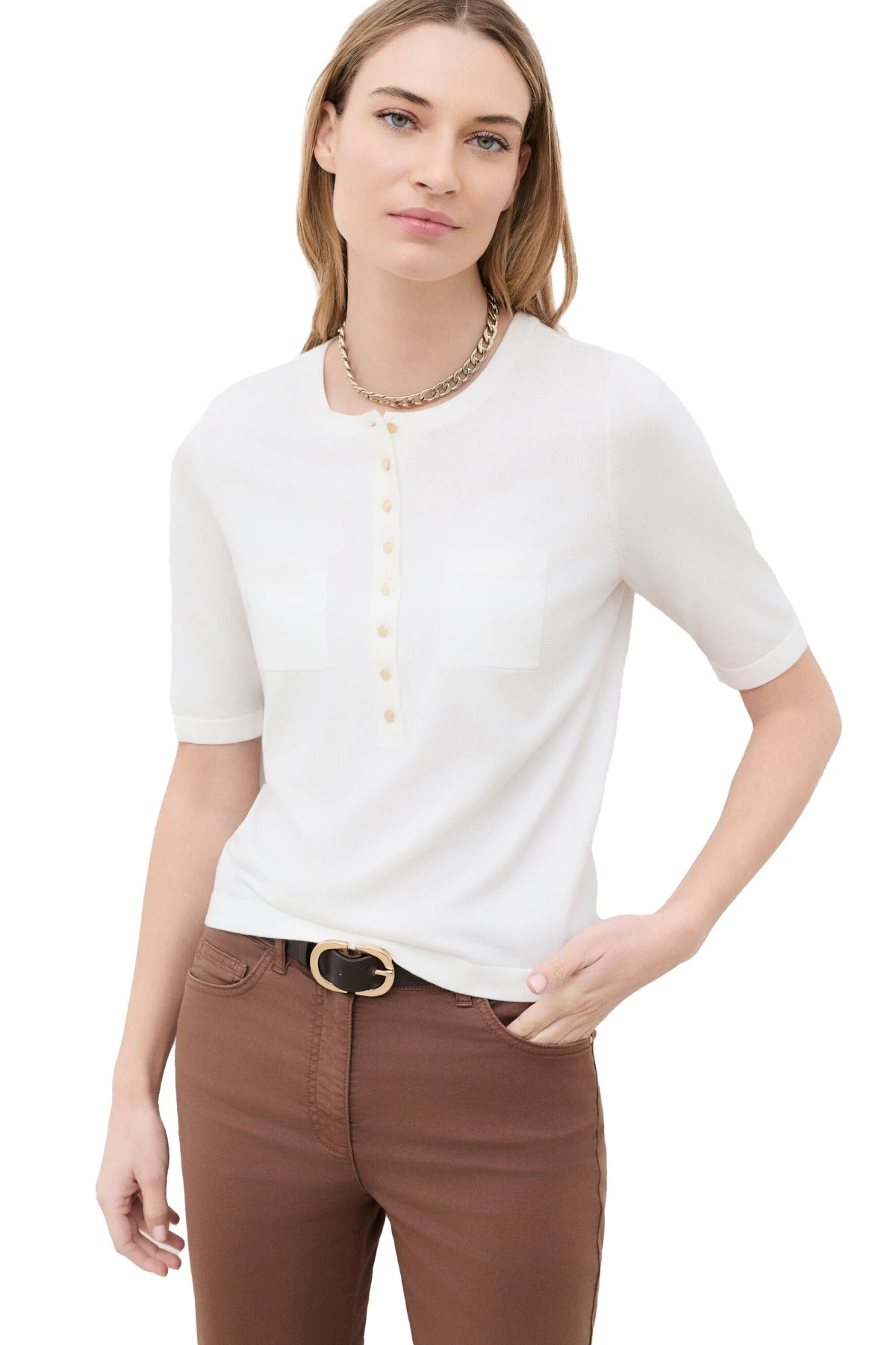 Knit Short Sleeve Top with Patch Pockets Gallery