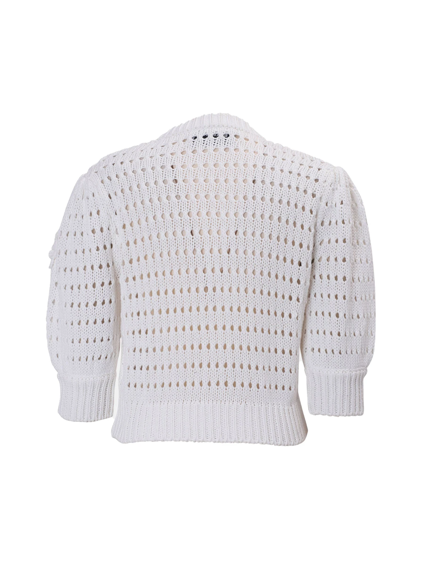 Short-Sleeved Round-Neck Cotton Cardigan With Flowers Gallery