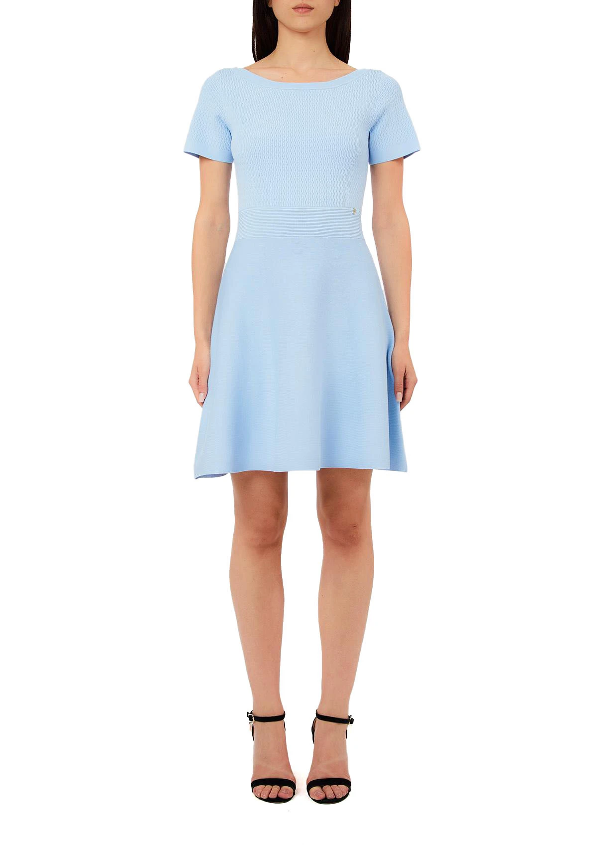 Short-Sleeve Knit Flare Dress Gallery