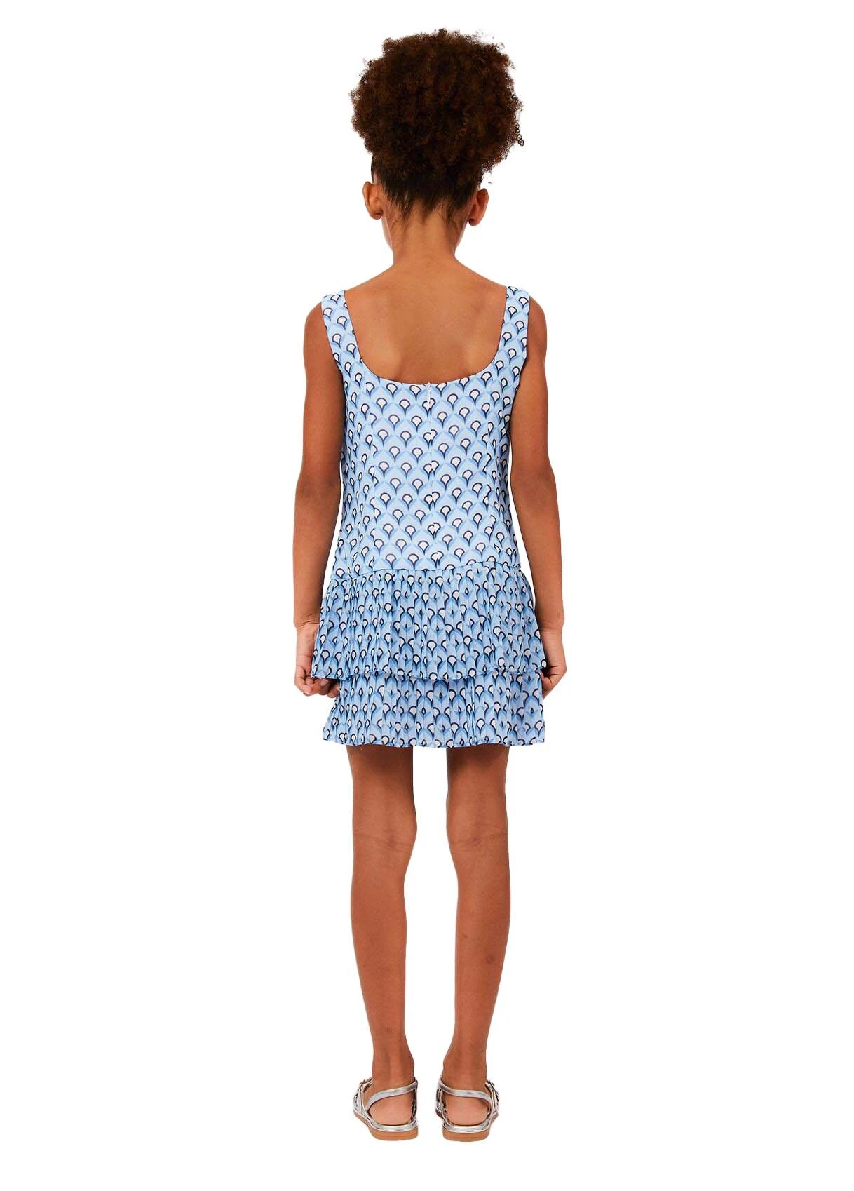 Sleeveless Dress with Pleated Ruffle Hem Gallery