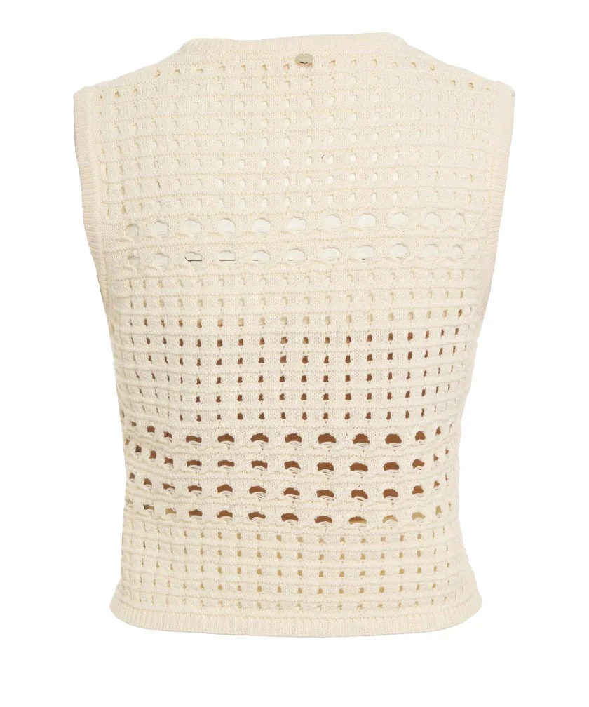 Open-Pointelle Sleeveless Knit Top Gallery