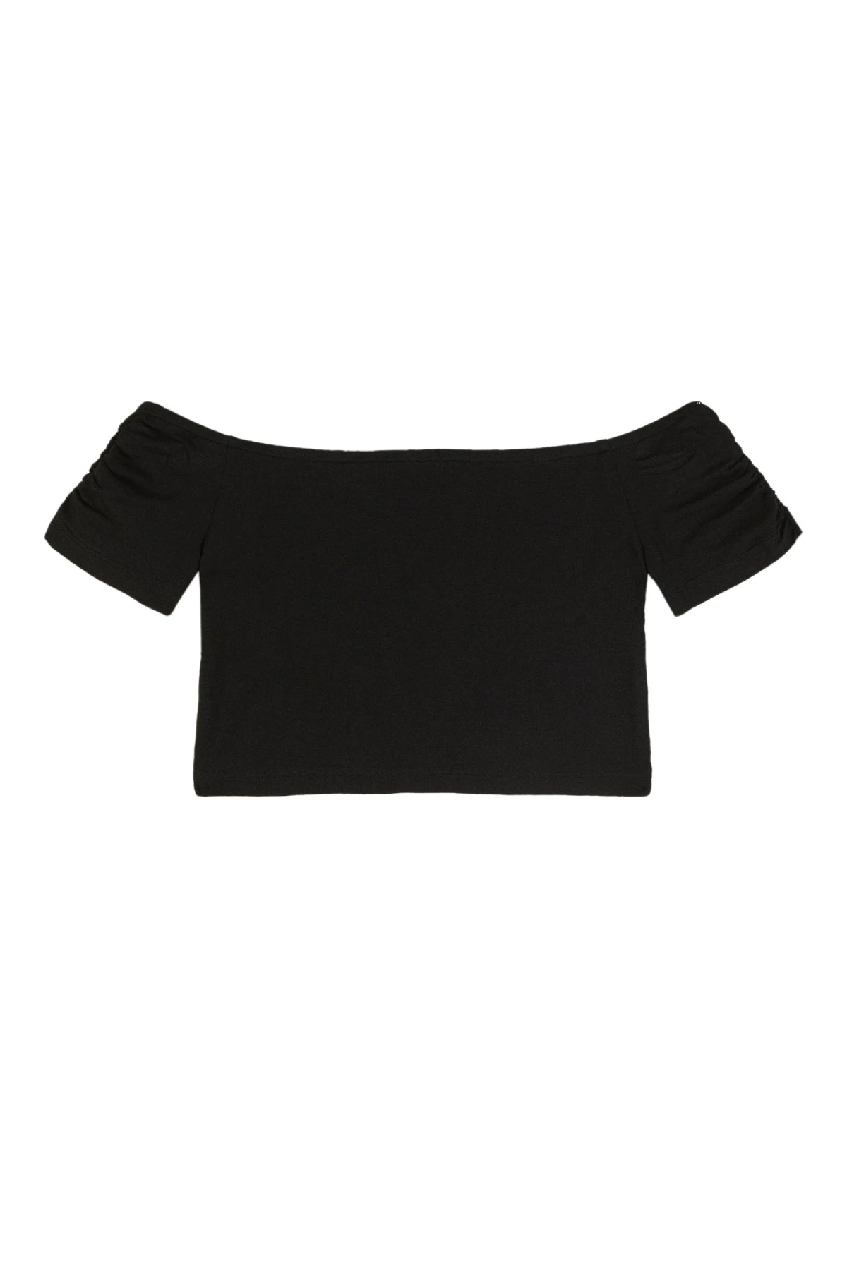 Off-The-Shoulder Cropped Top with Ruched Sleeves Gallery