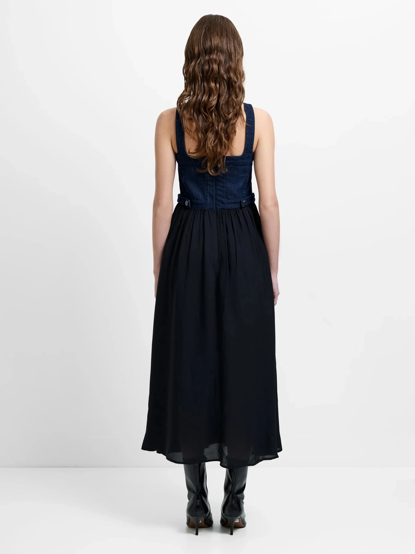 Leighton Denim Mix Midi Dress Gallery