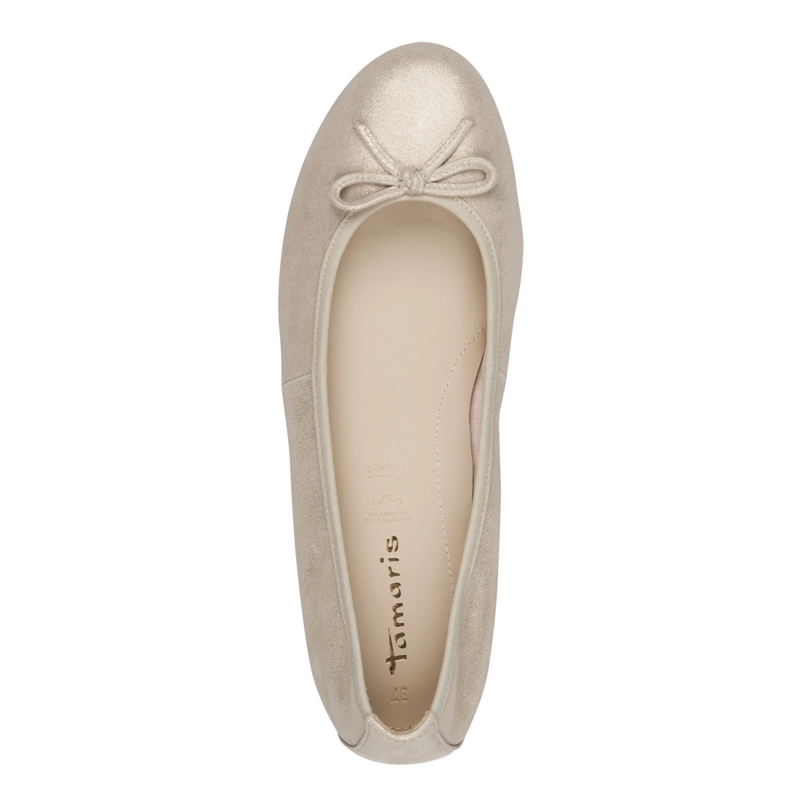 Metallic Round-Toe Ballerina with Bow Detail Gallery