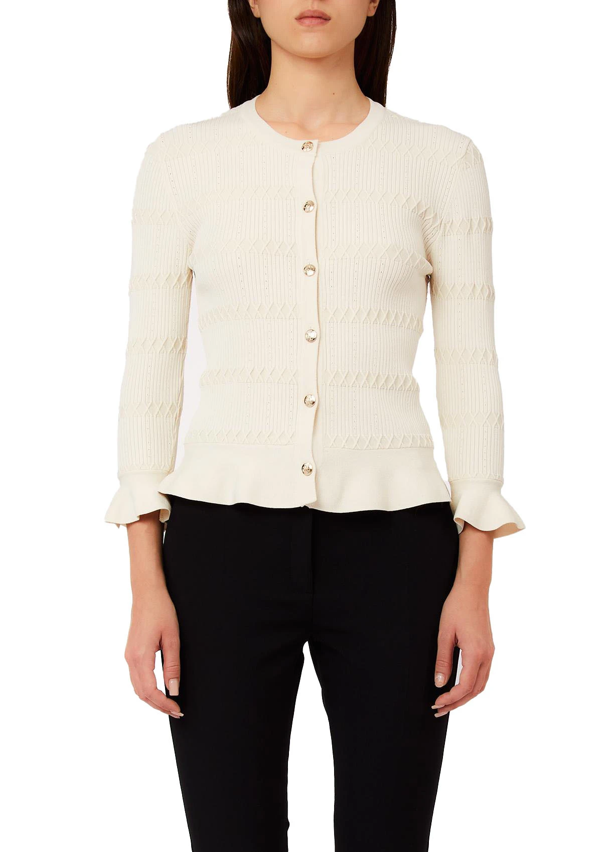 Round Neck Long Sleeve Knit Cardigan Gallery