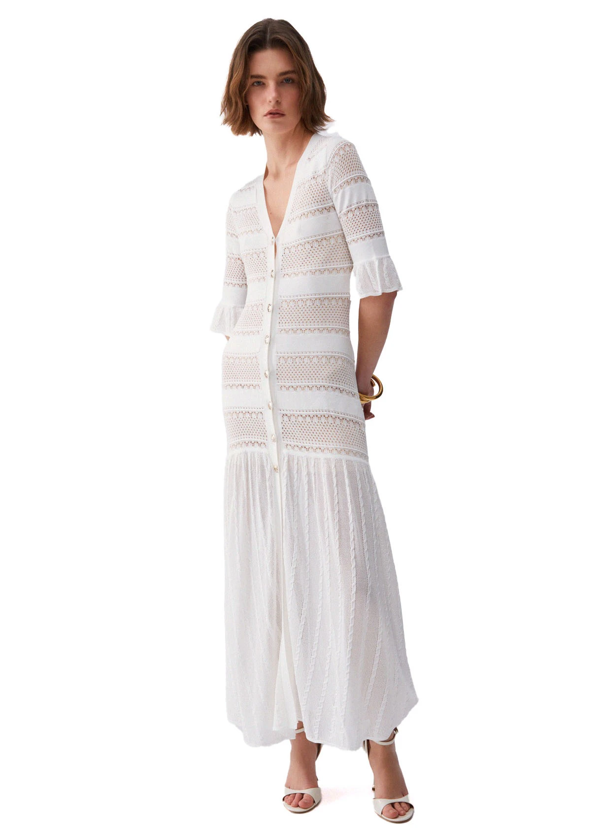 Openwork Design Long Knit Dress Gallery