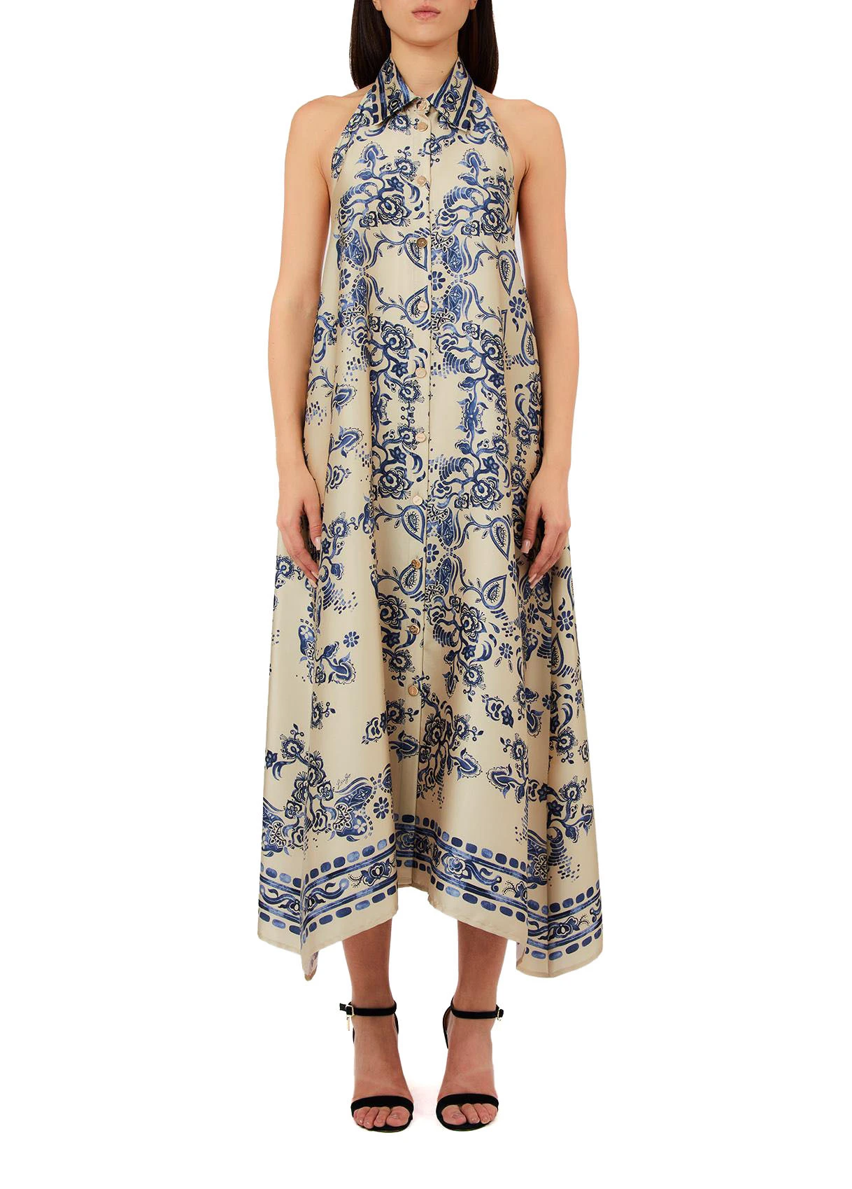 Halter-neck Maxi Buttoned Dress Gallery