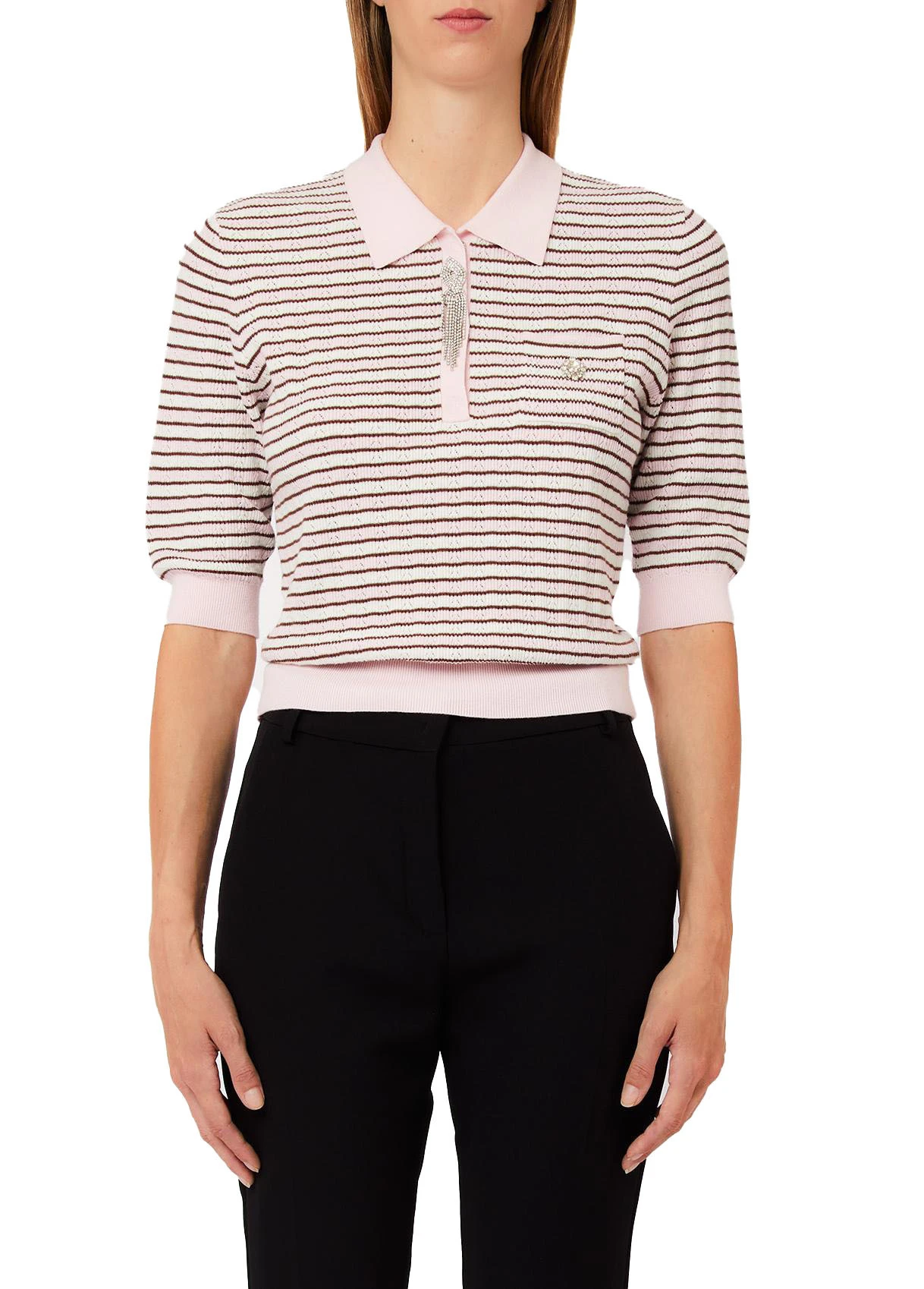 Striped Jumper Top With Bejewelled Details Gallery