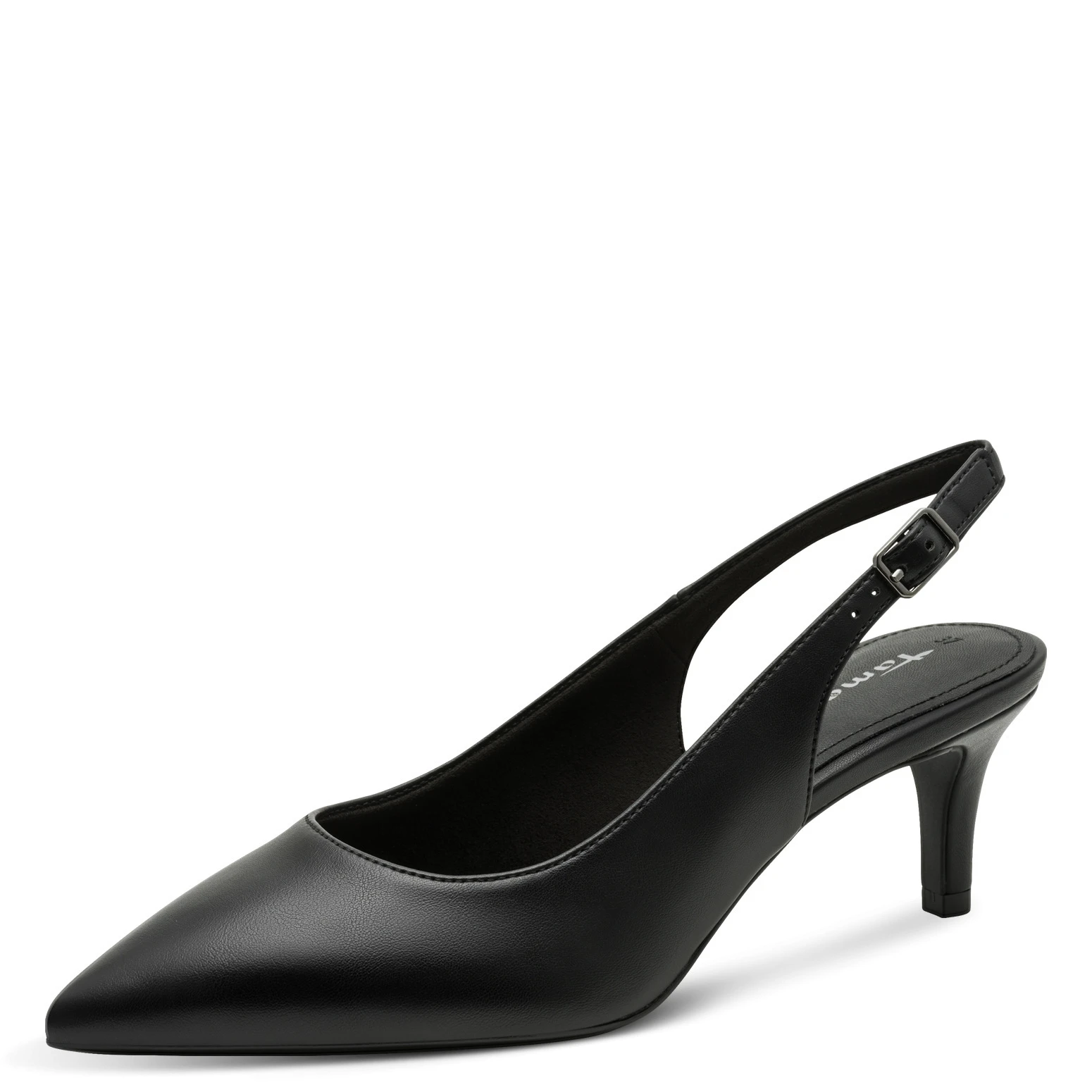 Leather Pointed-Toe Slingback Kitten Heels Pump Gallery