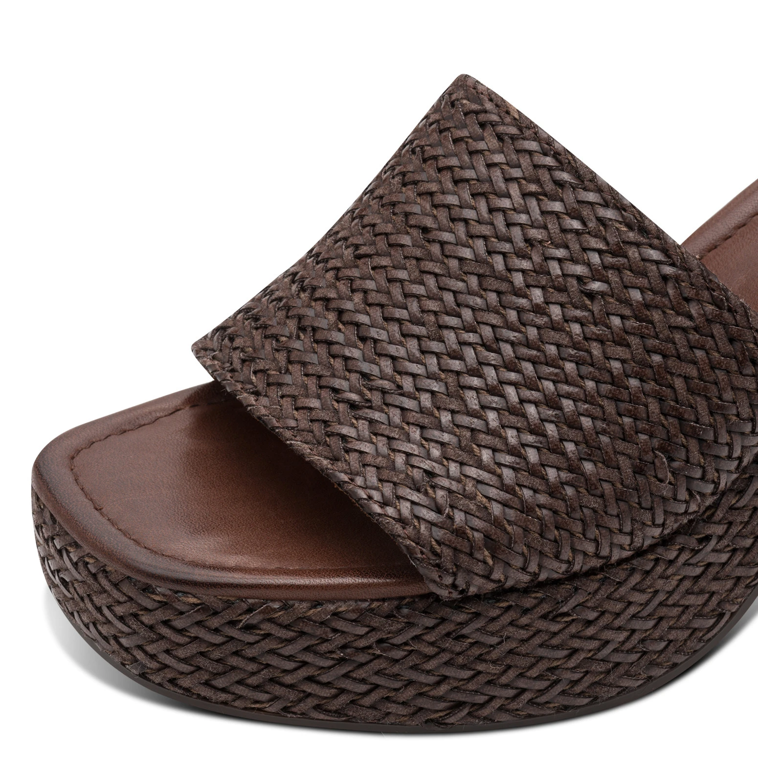 Woven Raffia Platform Leather Mule Gallery