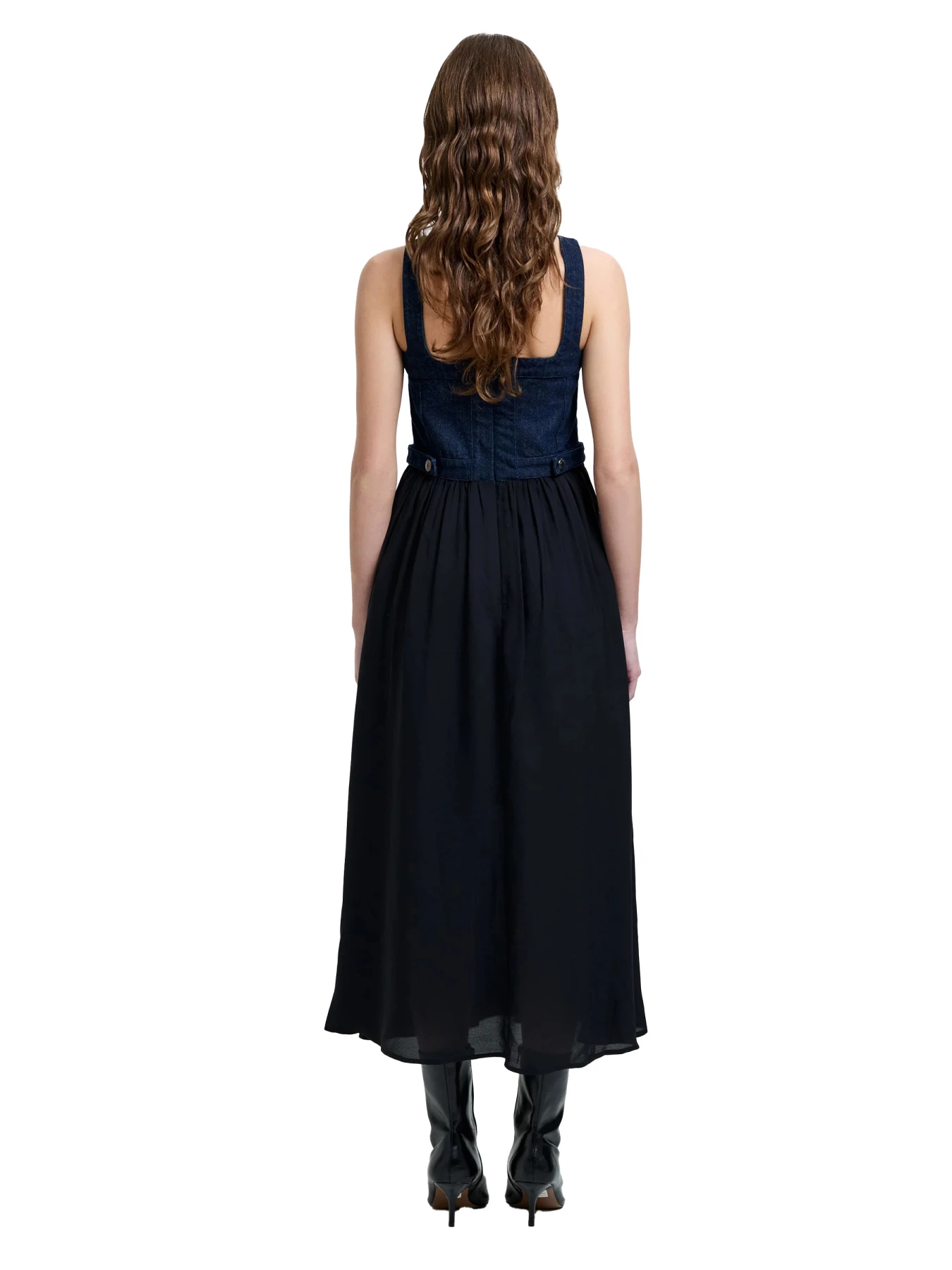 Leighton Denim Mix Midi Dress Gallery
