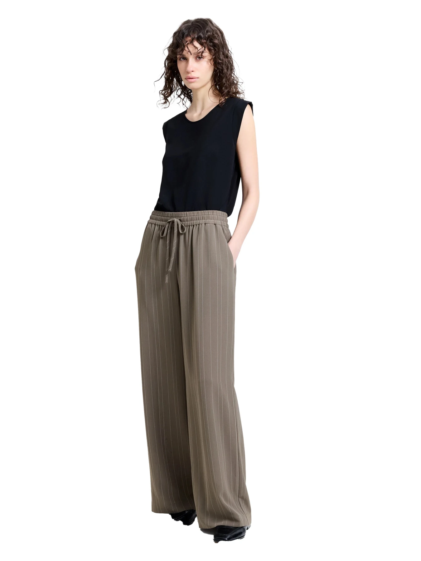 Pinstripe Wide Leg Trousers Gallery