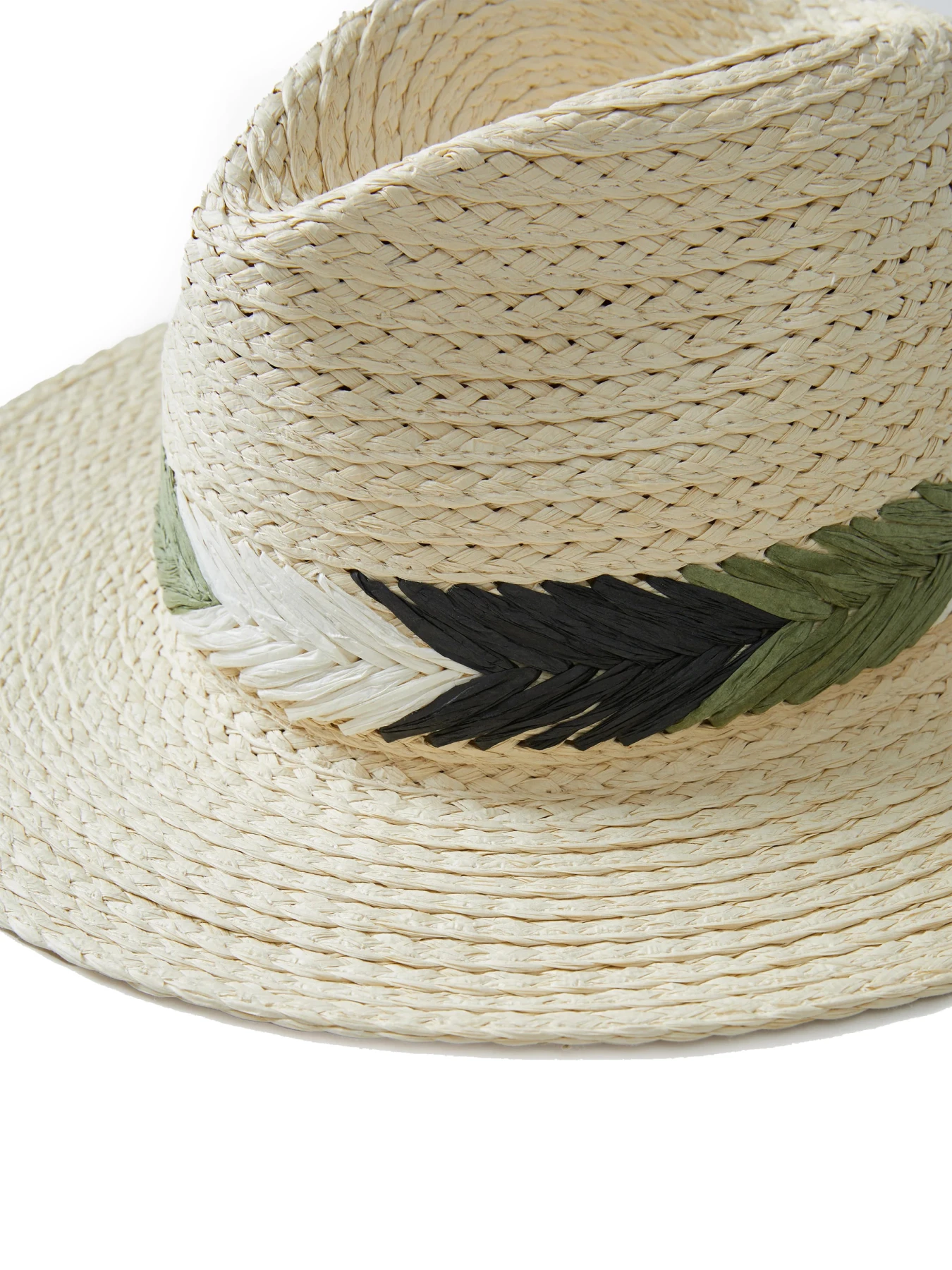 Raffia Sun Hat with Contrast Leaf Detail Gallery