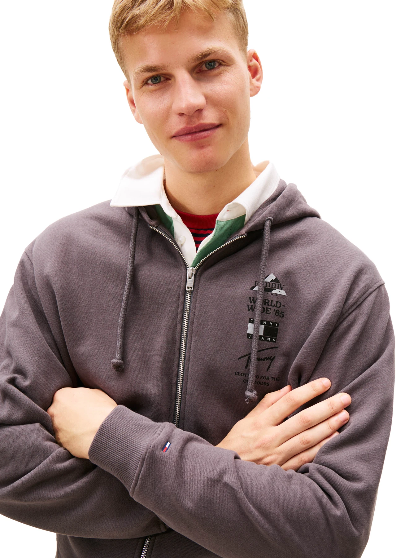 Back Graphic Relaxed Terry Zip-Thru Hoody Gallery