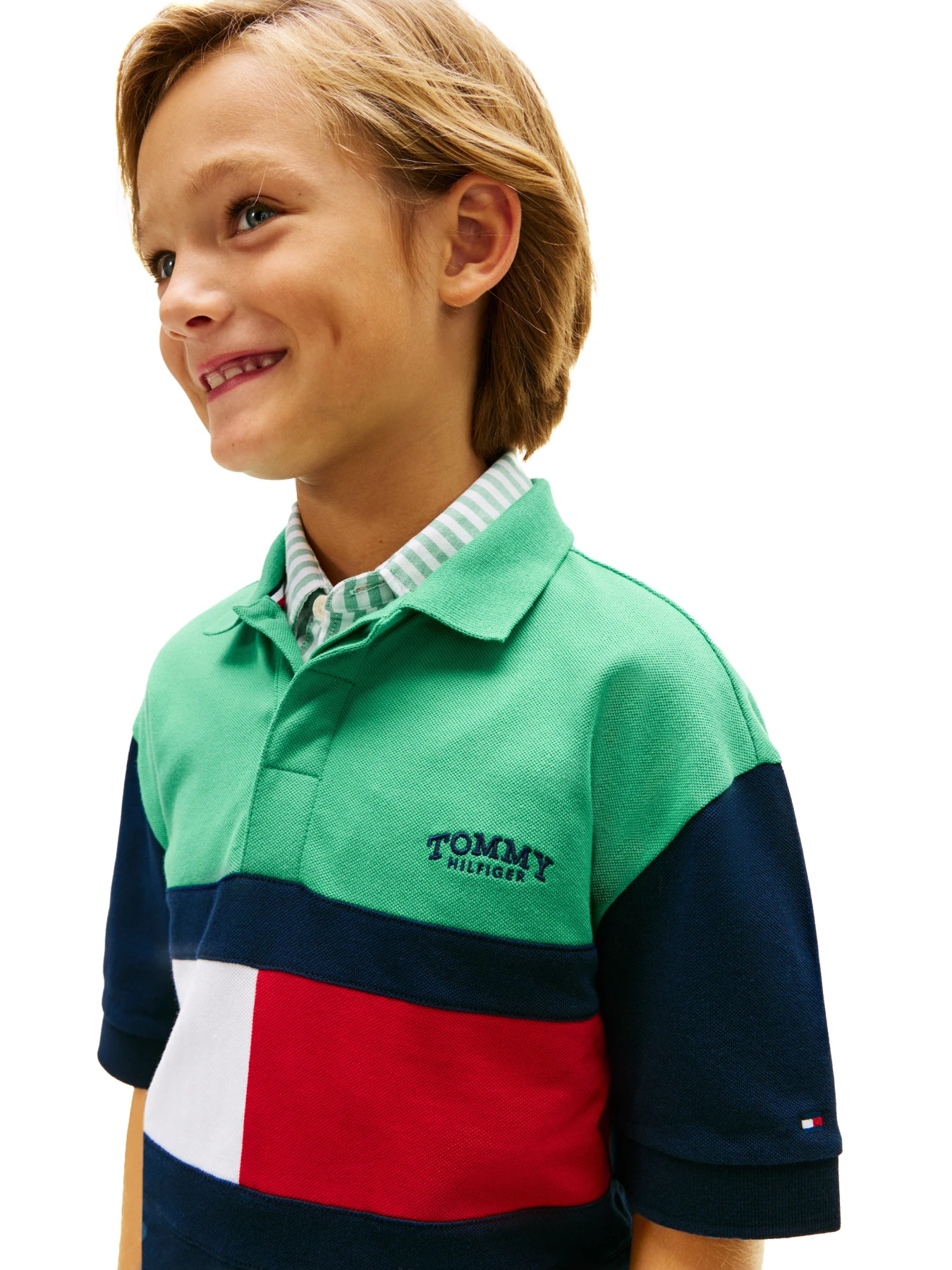 Kids Boys Colour-Blocked Pique Polo T-Shirt Gallery